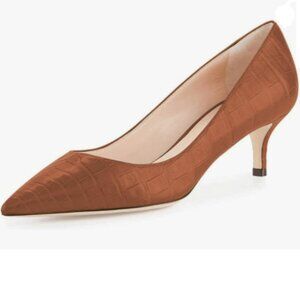 YDN Crocodile Printin Kitten Heel Pumps Pointed Toe Dress Shoes for Office Lady